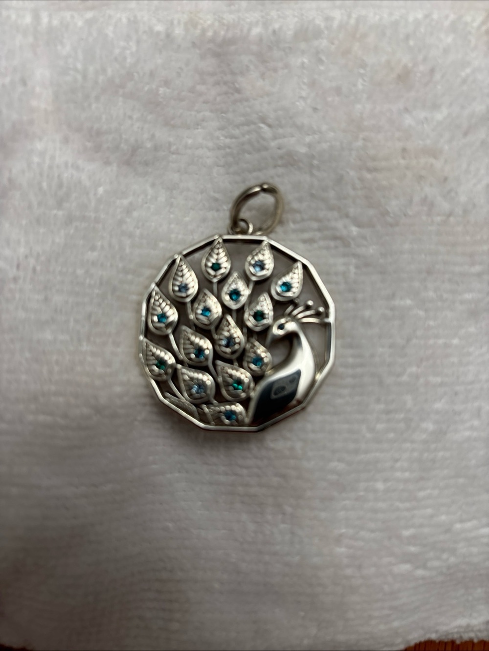 Brighton Silver Peacock Pendant with Teal Crystal Accents